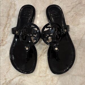 Tory Burch Black Patent Miller Flip Flops